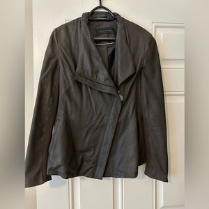 Eli Tahari brown leather jacket size small